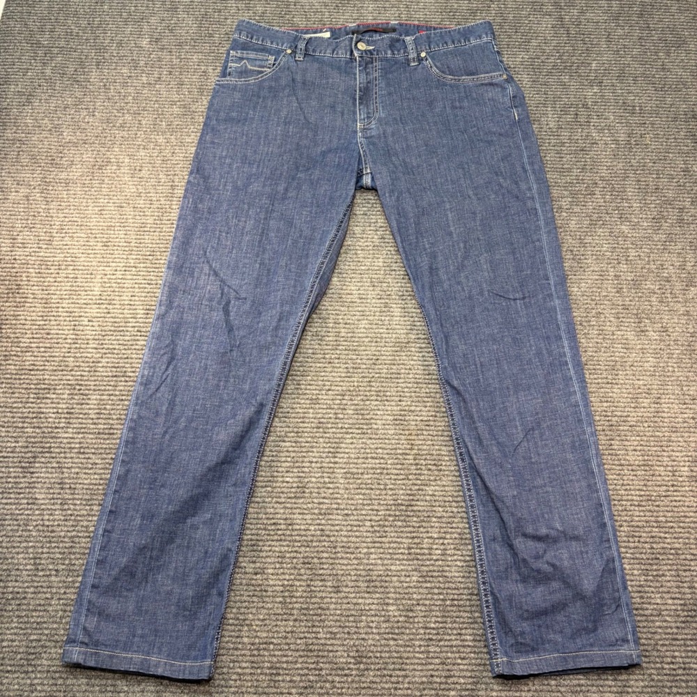 Alberto Stone Modern Fit Luxury T400 Light Denim Jeans Mens 34x34(31) Straight